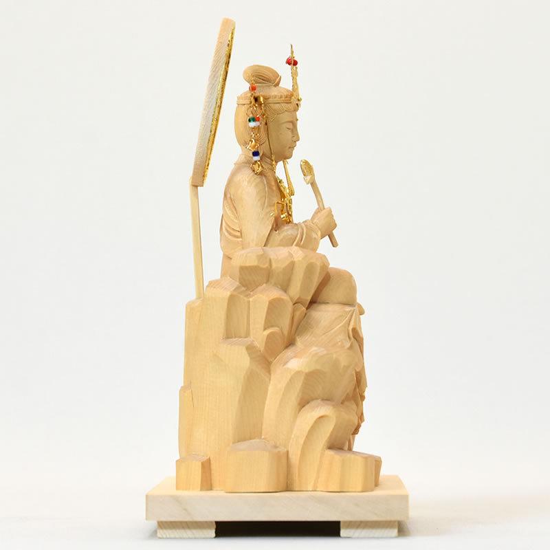 木彫り仏像 【東慶寺形水月観音坐像】 ☆上彫☆ 桧木 総高20cm