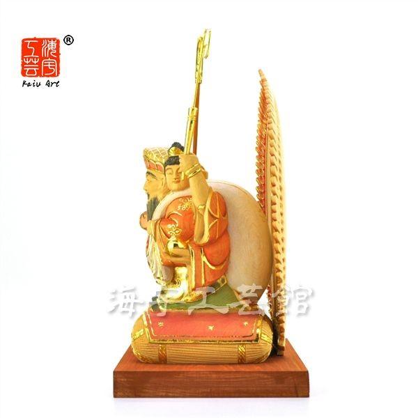 ☆木彫り仏像 【三面大黒天】-「勝利神・財運神・技芸神」三位一体