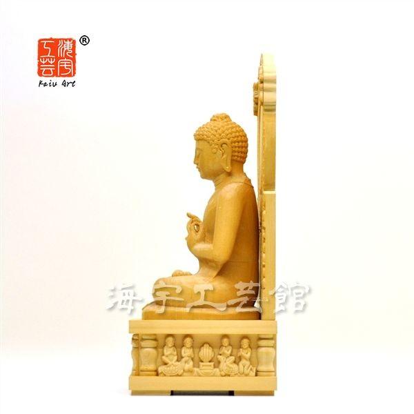 木彫り仏像 夏瑞分作 【初転法輪像】 桧木 坐5.0寸 総高33cm ※ご