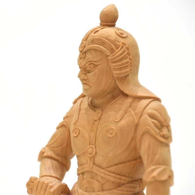 木彫り仏像 四天王之【持国天】立像 柘植 立5.0寸 総高21.5cm : 海宇