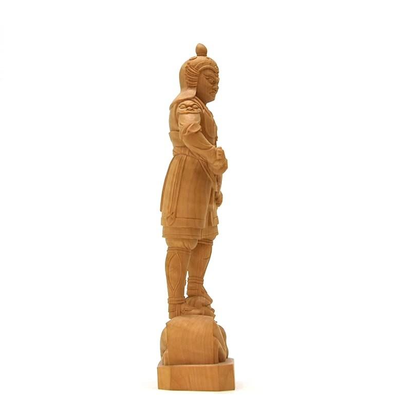 木彫り仏像 四天王之【持国天】立像 柘植 立5.0寸 総高21.5cm : 海宇