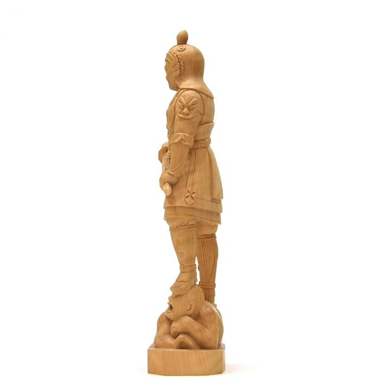 木彫り仏像 四天王之【持国天】立像 柘植 立5.0寸 総高21.5cm : 海宇