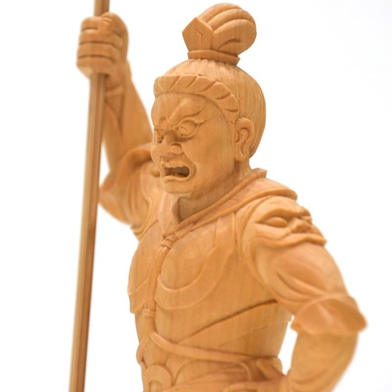 井波彫刻　仏教工芸品　総柘植材　木彫仏像　仏師手仕上げ品　四天王立像一式 井波彫刻 仏教工芸品 総柘植材 木彫仏像 仏師手仕上げ品 四天王