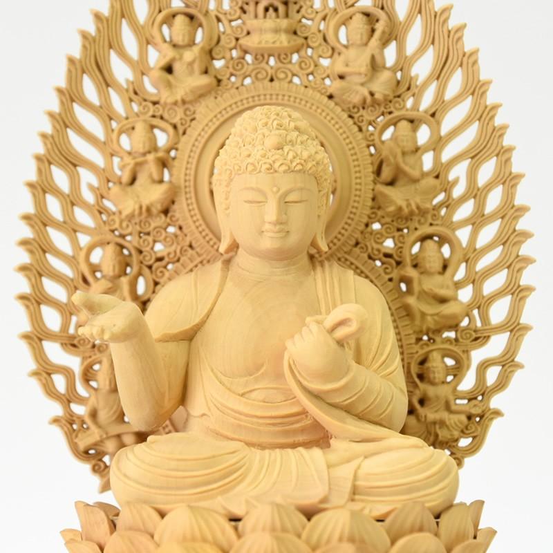 木彫り仏像 胎蔵界五仏セット 大日如来坐2.5寸 四仏坐2.0寸 柘植（つげ