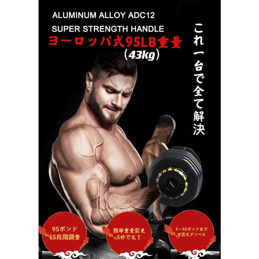 驚きの安さ調整式ダンベル95LBx2セット可変式ダンベル筋トレ 15段階