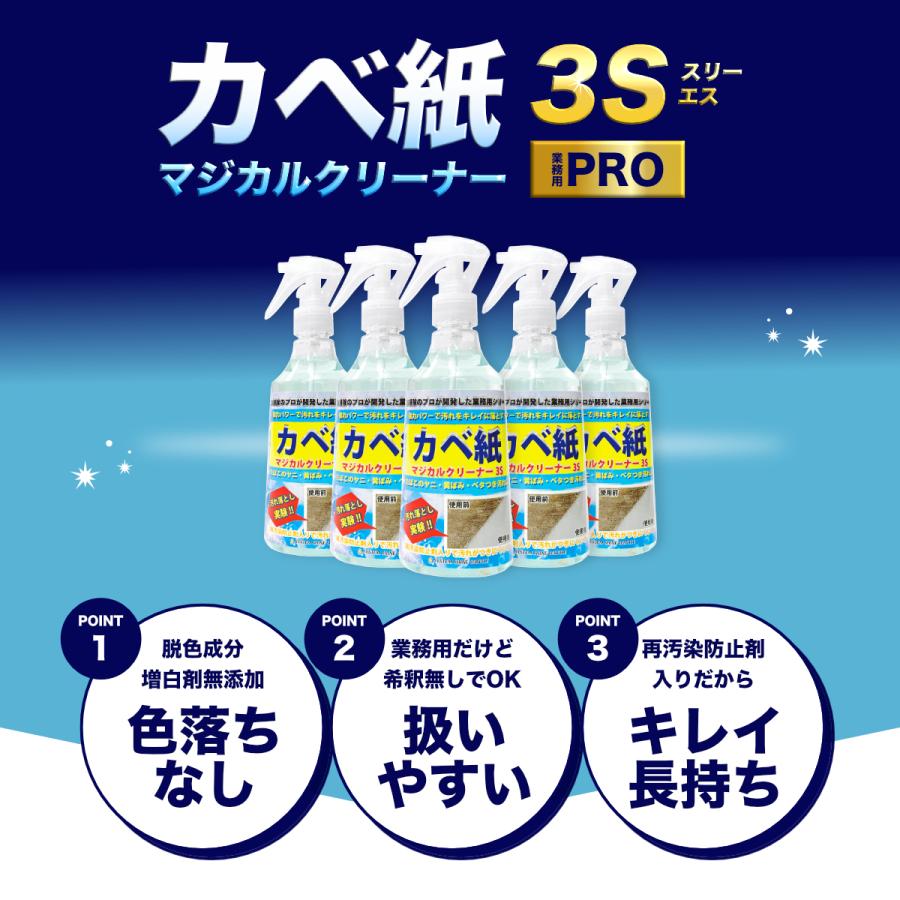 壁紙 よごれ落とし 引っ越し 洗剤 壁紙 汚れ落とし 壁紙クリーニング 壁紙 シミ取り 汚れの付着を予防する 業務用 マジカルクリーナー3S 250ml｜kaiun3s-group｜03