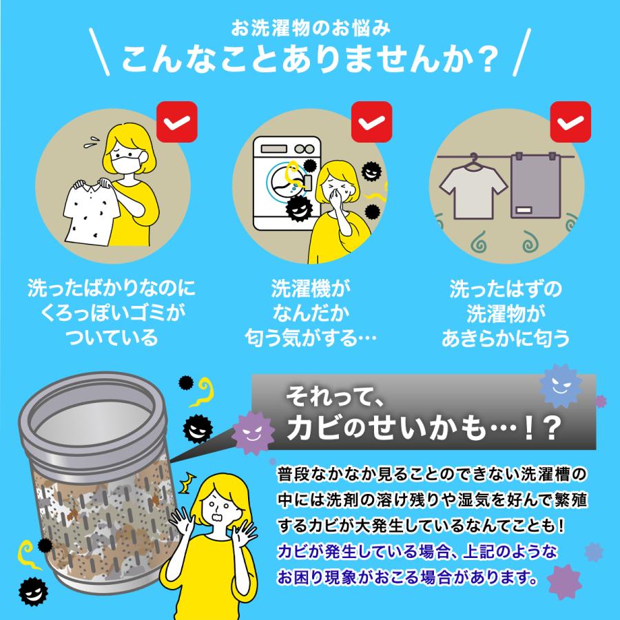 洗濯槽 掃除 洗濯機 洗浄 洗濯槽 クリーニング 洗濯機の掃除 洗濯槽 分解 洗浄 ドラム式  洗たく槽リフレッシュする3S 200g｜kaiun3s-group｜03