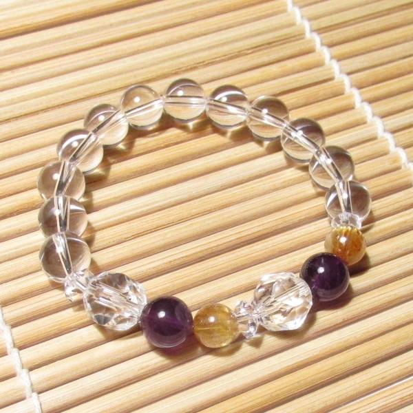 タイチンルチルクオーツ アメジスト 水晶 パワーストーン ブレスレット 