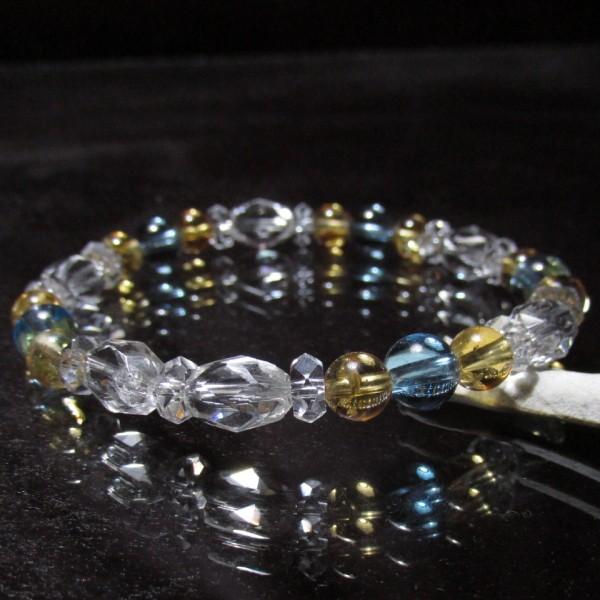 ブルートパーズ シトリン パワーストーン ブレスレット : 廻運風水