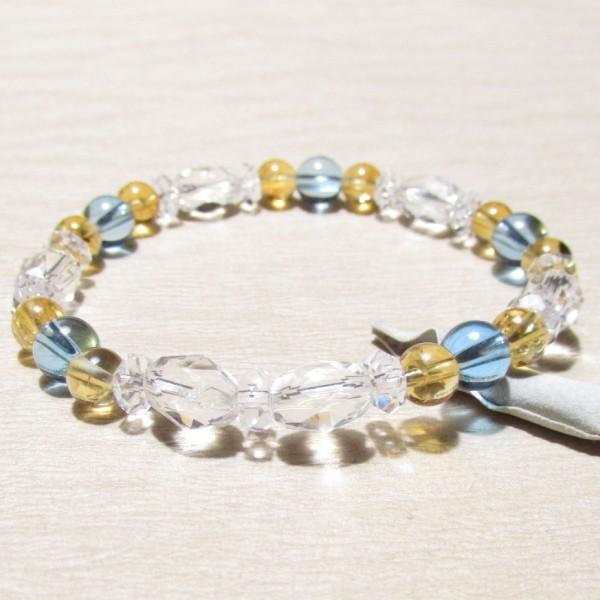 ブルートパーズ シトリン パワーストーン ブレスレット : 廻運風水