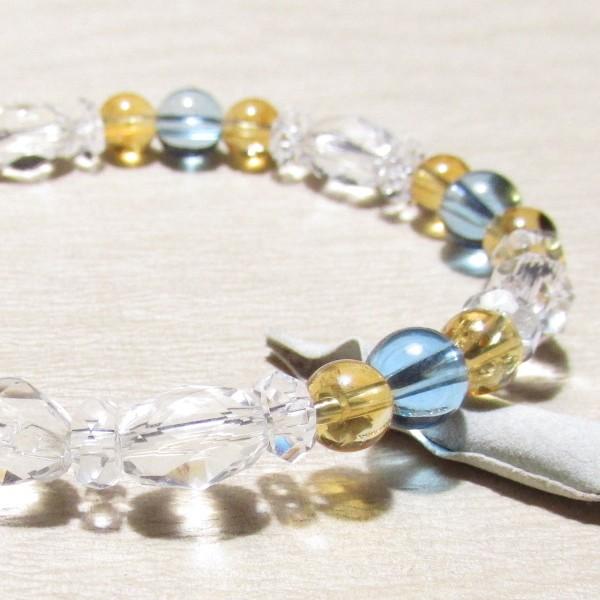 ブルートパーズ シトリン パワーストーン ブレスレット : 廻運風水