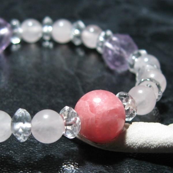 うさこ　高品質アルゼンチン産インカローズ　アメジストブレスレット インカローズ アルゼンチン産 ローズクオーツ アメジスト