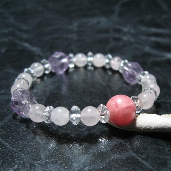 うさこ　高品質アルゼンチン産インカローズ　アメジストブレスレット うさこ様専用 高品質アルゼンチン産インカローズ アメジストブレスレット