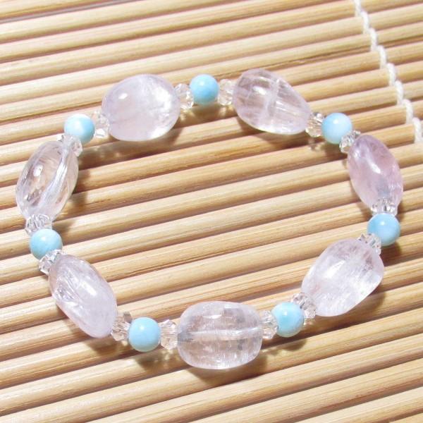 クンツァイト ラリマー 水晶 パワーストーン ブレスレット : 廻運風水 