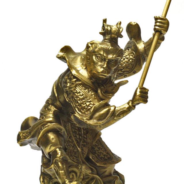 孫悟空 置物 銅製 特大サイズ高さ約23cm 筋斗雲 如意棒 西遊記 斉