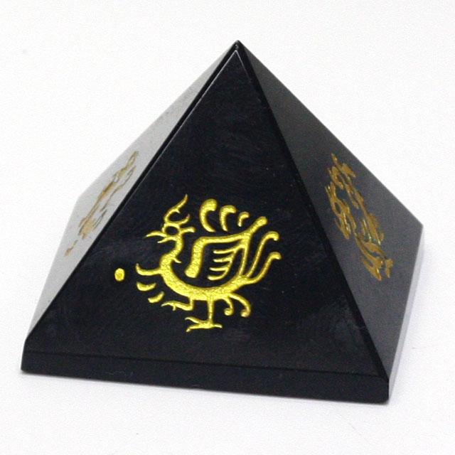黒曜石　オブジェ　パワーストーン ピラミッド 黒曜石 オブシディアン 置物 約4cm 四神獣 四神相応