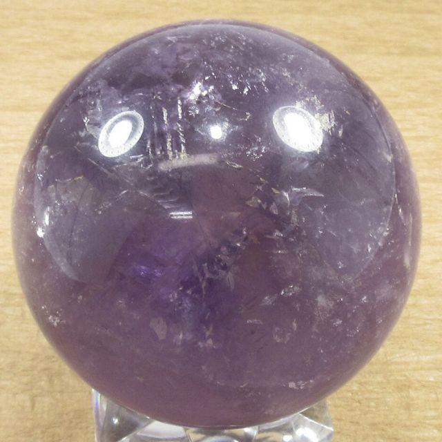 アメジスト 丸玉 置物 紫水晶 アメジストクォーツ 直径78mm 台座