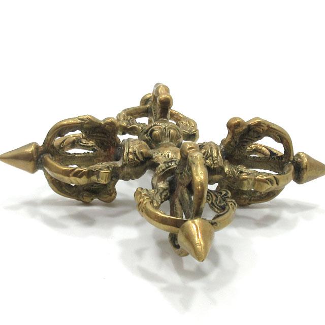 密教法具 カツマ 羯磨 銅製 仏具 法器 約11cm 十字 バジュラ 密教法具 カツマ 羯磨 銅製 仏具 法器 約11cm 十字 バジュラ