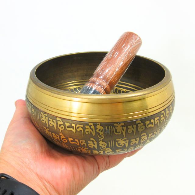 シンギングボウル 7メタル 約13cm A 音浄化 ヨガ 瞑想 癒し 梵字文様