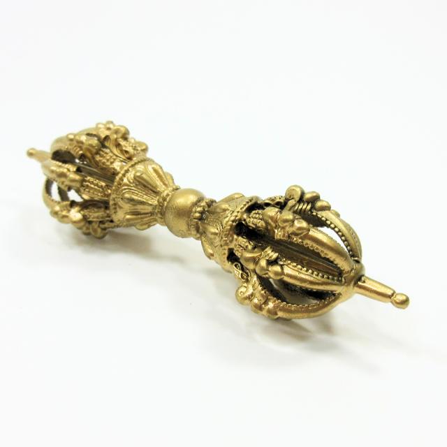 金剛杵 バジュラ 九鈷杵 密教法具 真鍮 長さ約9．2cm 金色