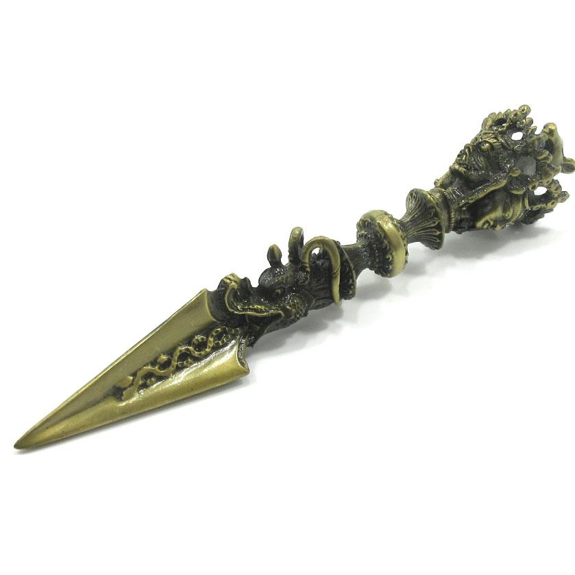 プルパ 金剛杵 独鈷杵 馬頭観音 三面憤怒尊 長さ約19cm 金剛杭