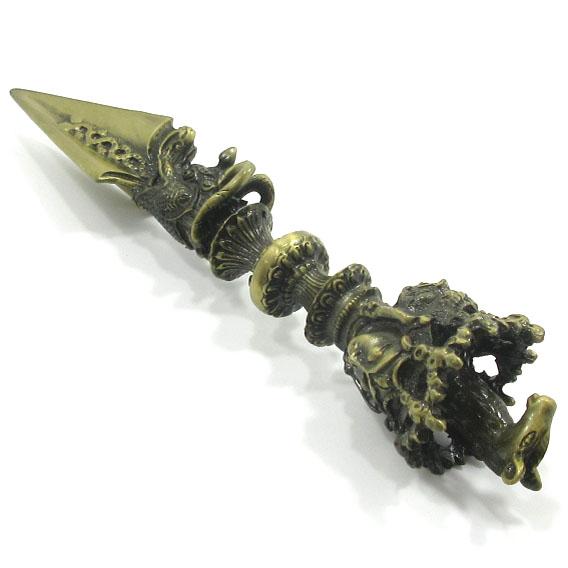 プルパ 金剛杵 独鈷杵 馬頭観音 三面憤怒尊 長さ約19cm 金剛杭