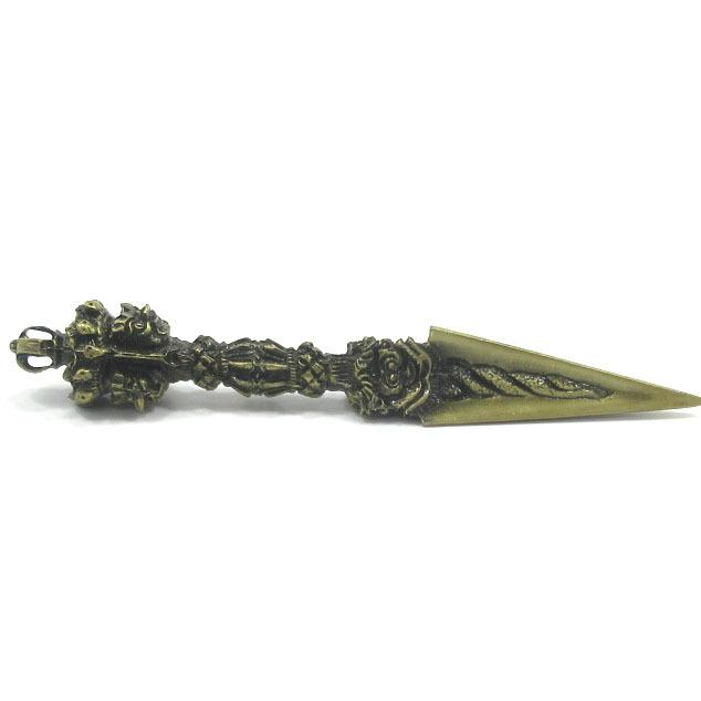 密教法具 独鈷杵 プルパ 金剛杭 ブルパ 約16cm 美品 仏具 バジュラ