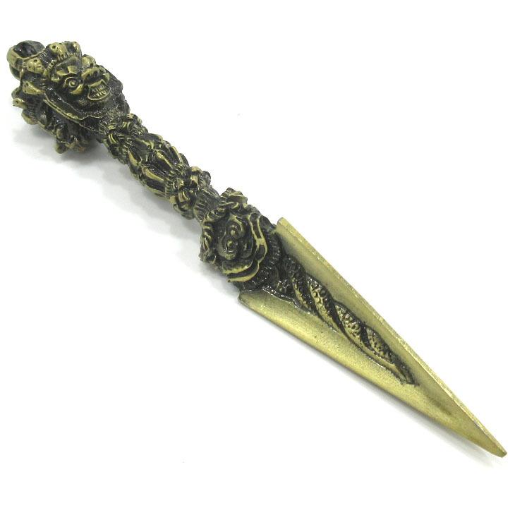 密教法具 独鈷杵 プルパ 金剛杭 ブルパ 約16cm 美品 仏具 バジュラ