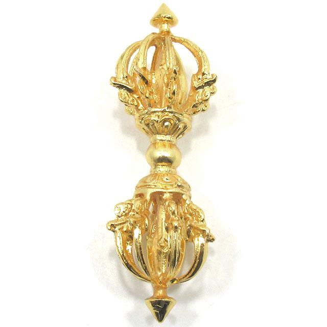 バジュラ 金剛杵 九鈷杵 長さ約11．5cm 金メッキ 仏具 前具 密教