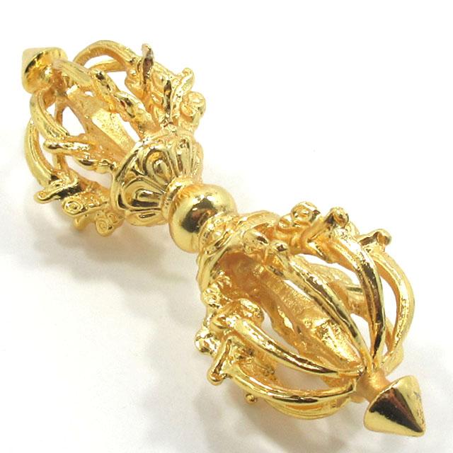 バジュラ 金剛杵 九鈷杵 長さ約11．5cm 金メッキ 仏具 前具 密教