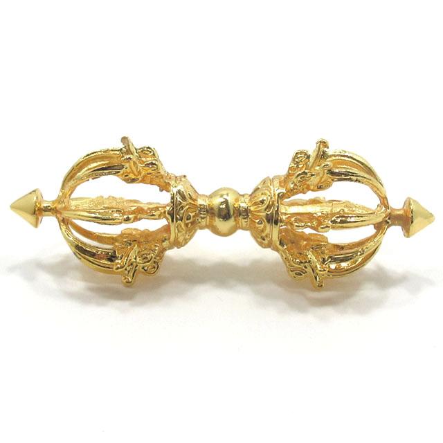 バジュラ 金剛杵 九鈷杵 長さ約11．5cm 金メッキ 仏具 前具 密教