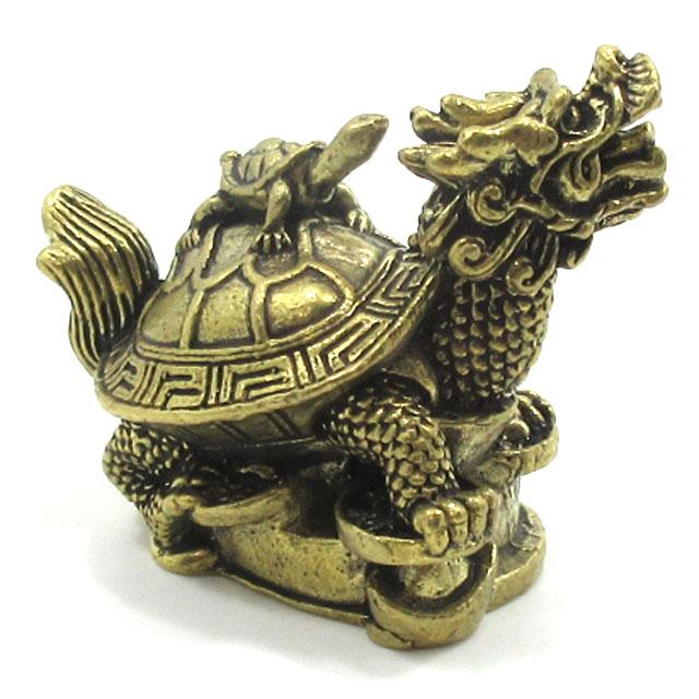 【希少】モリオン　龍亀（ロングイ）置物 龍亀 ロングイ 置物 ミニ ろんぐい 真鍮 龍 亀 ロングイの置物