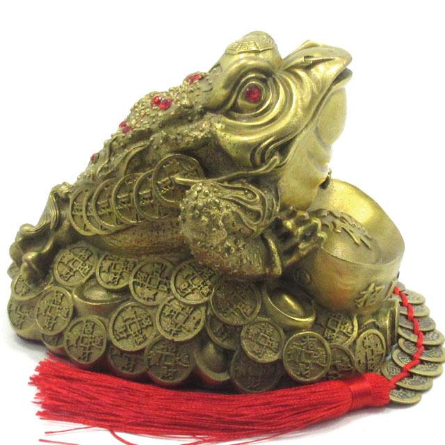 風水 蛙 置物 カエル 三本足 銅製 かえる 三本脚の蛙 十帝銭付 元宝 