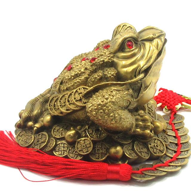 風水 蛙 置物 カエル 三本足 銅製 かえる 三本脚の蛙 十帝銭付 招財進 