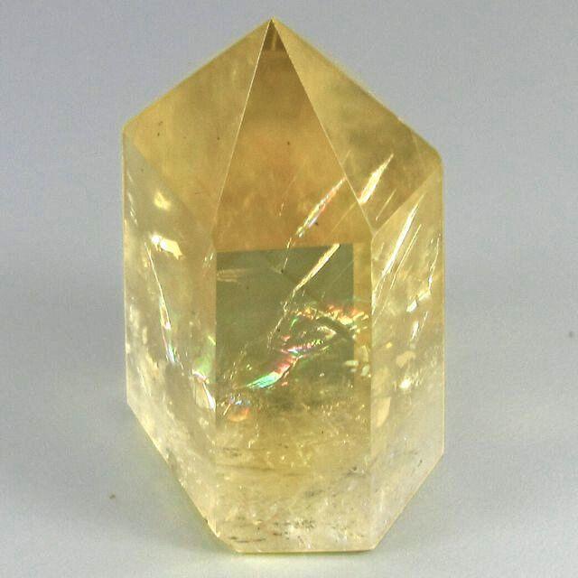 シトリン 黄水晶 ポイント 置物 六角柱 レインボー水晶 虹入り水晶 高
