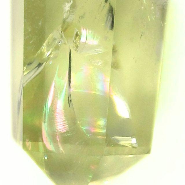 シトリン 黄水晶 ポイント 置物 六角柱 レインボー水晶 虹入り