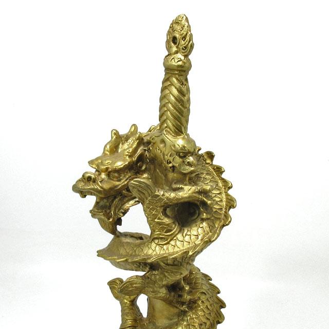 仏教美術　古銅鍍金　龍神　倶利伽羅大龍　不動明王　置物　時代箱付　M　7049 仏教美術 古銅鍍金 龍神 倶利伽羅大龍 不動明王 置物 時代箱付 M