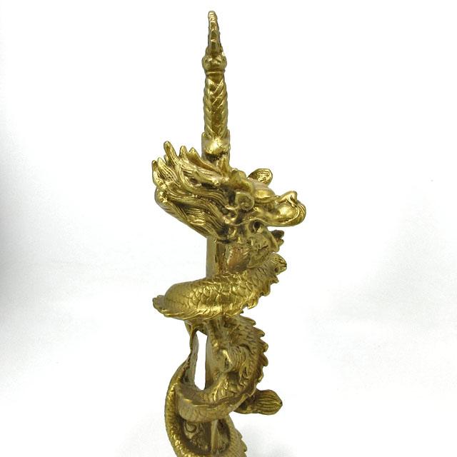 金色の装飾剣型置物　龍 龍 置物 剣龍 不動明王 化身 銅製 龍の置物 宝剣 倶利伽羅剣 ドラゴン