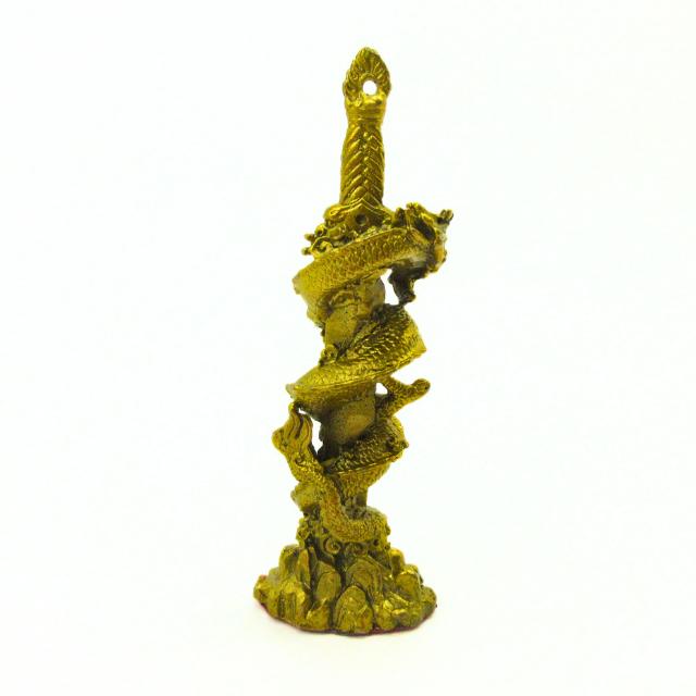 龍 置物 剣龍 龍の置物 不動明王の剣 龍置物 銅製 高さ約12cm 風水