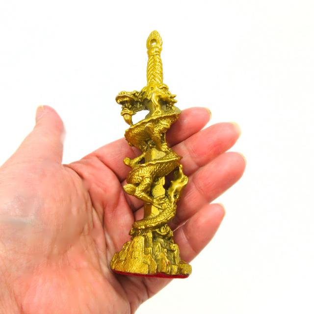 龍 置物 剣龍 龍の置物 不動明王の剣 龍置物 銅製 高さ約12cm 風水