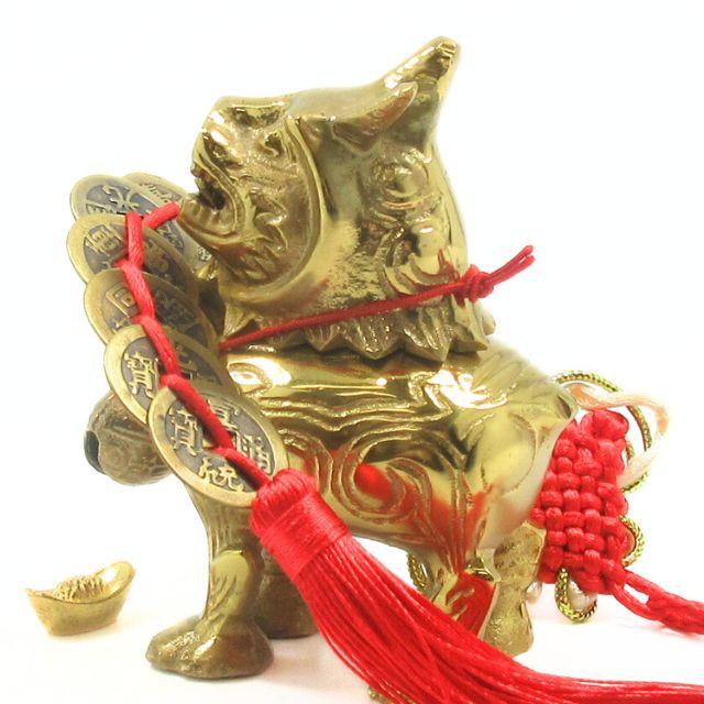 中国台灣宝石釉 貔貅獅子 招財魔除け 緣起物 箱付 希少品 中国