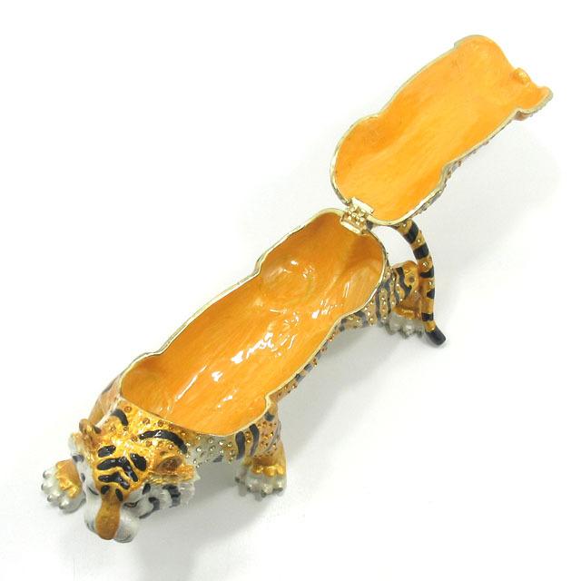 虎 置物 金の虎 シトリン 黄水晶玉付 虎の置物 ラインストーン装飾 寅 
