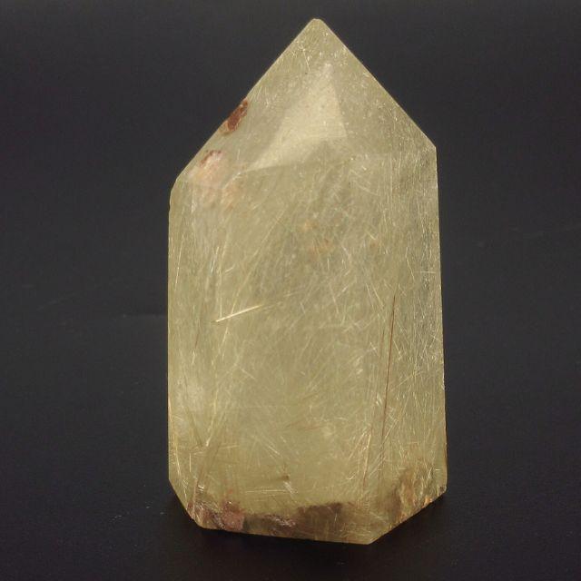ゴールド ルチルクォーツ ポイント 置物 ルチル水晶 六角柱 高さ