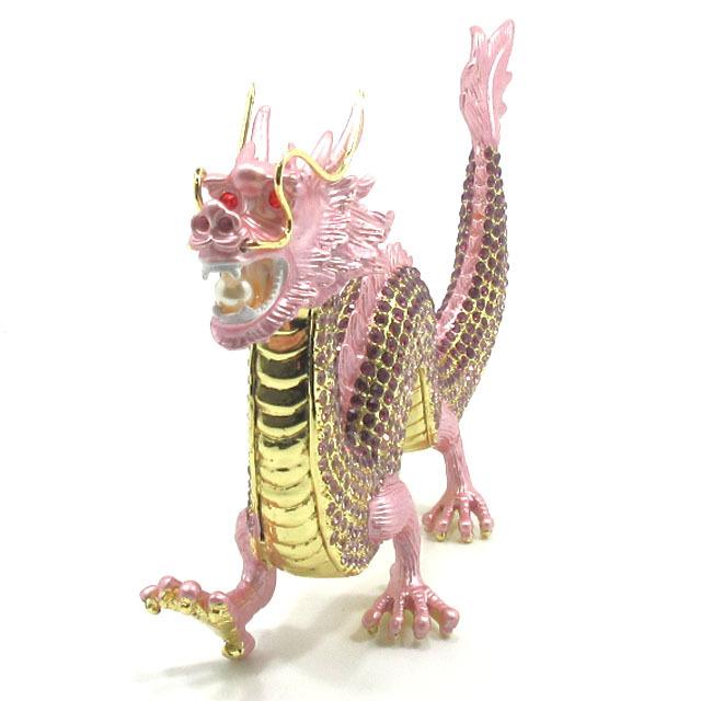 龍 置物 風水 紫龍 開運 ラインストーン 龍の置物 可愛いピンク