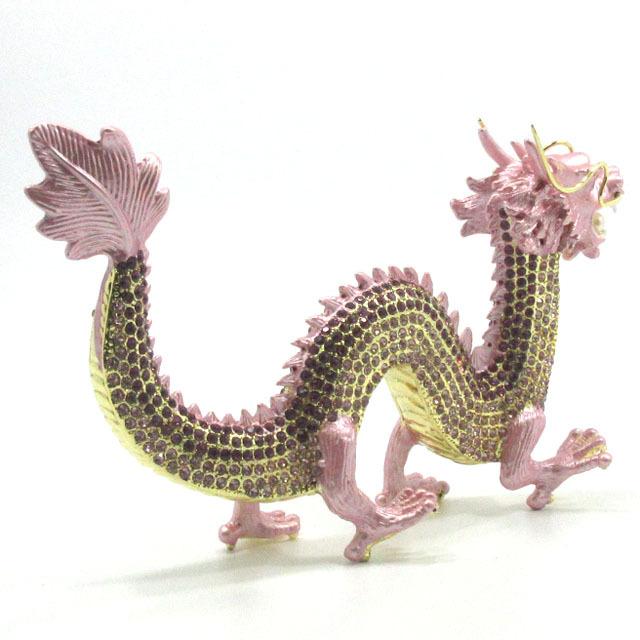 龍 置物 風水 紫龍 開運 ラインストーン 龍の置物 可愛いピンク