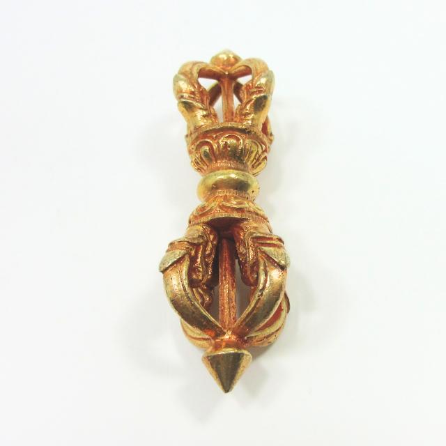 金剛杵 五鈷杵 ドルジェ バジュラ 長さ約9cm 銅に金鍍金 お守り