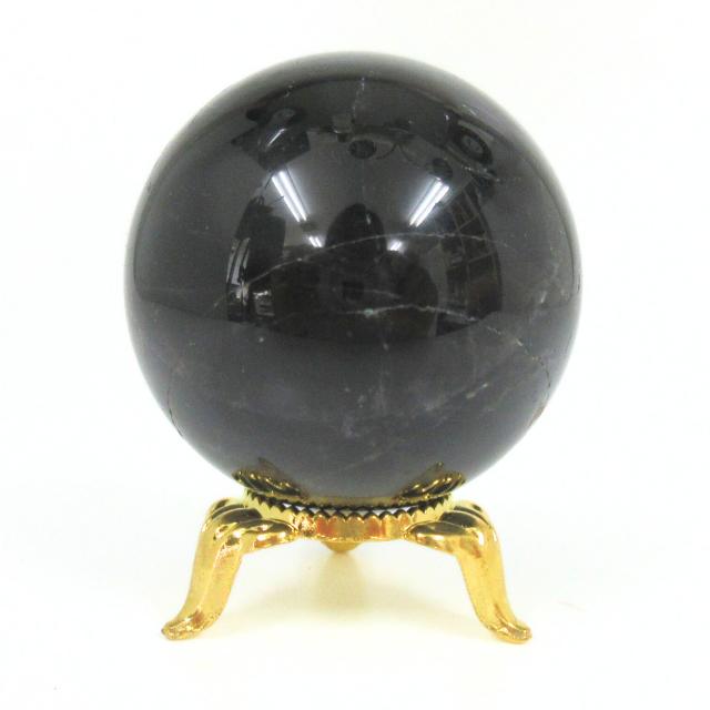 黒水晶 モリオン 丸玉 46．5mm 天然石 パワーストーン 魔除け