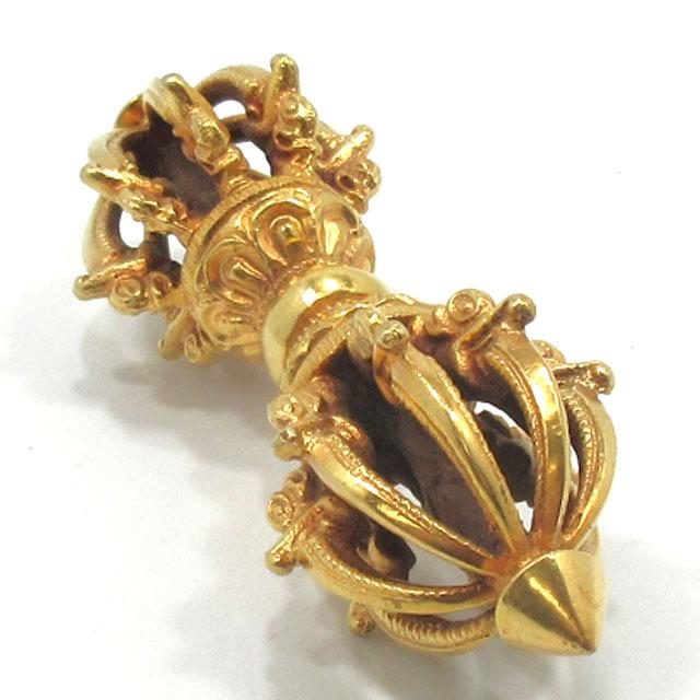 バジュラ 九鈷杵 金剛杵 密教法具 長さ約11．7cm 銅に金