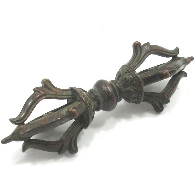 密教法具 五鈷杵 バジュラ 金剛杵 銅製 長さ約9．2cm 降魔杵