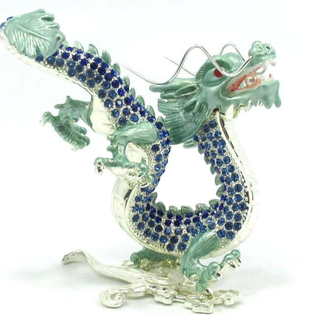 龍 青龍 置物 風水グッズ 雲の上に乗る願い龍 ラインストーン キラキラ